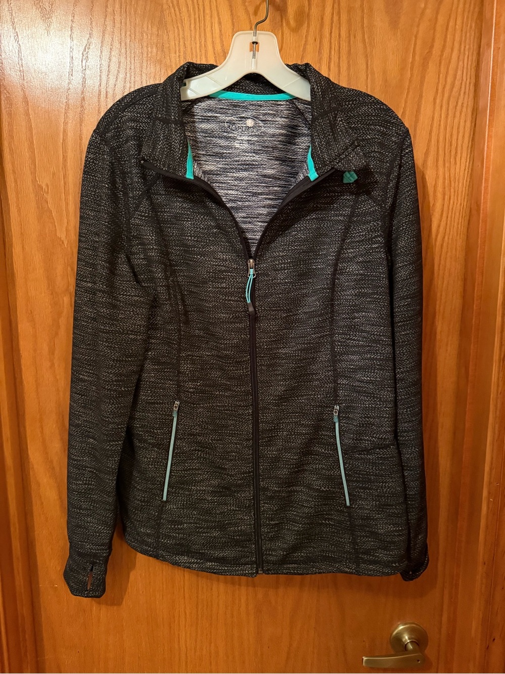 Tangerine Women's Black Heather Utility Jacket w/Turquoise Trim XL